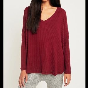 Urban outfitters Maroon light waffle print sweater